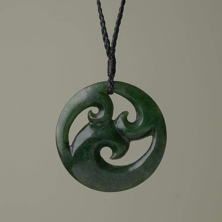 Large Triple Koru Greenstone Pendant