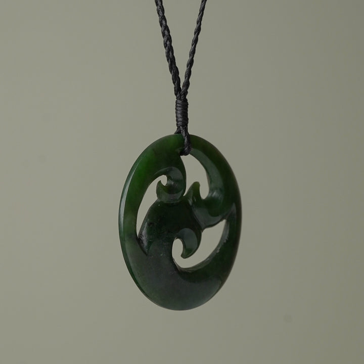 Large Triple Koru Greenstone Pendant