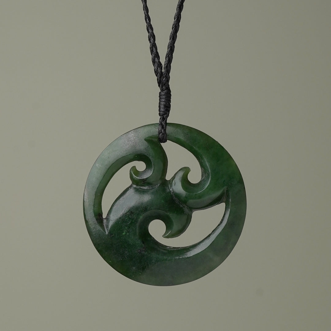 Large Triple Koru Greenstone Pendant