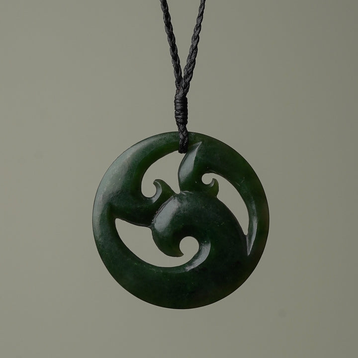 Large Triple Koru Greenstone Pendant