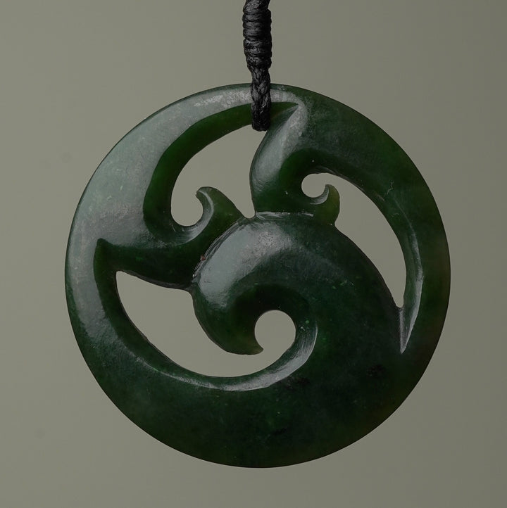 Large Triple Koru Greenstone Pendant