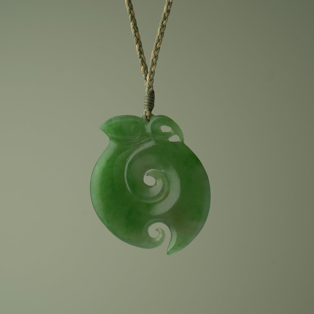 Large Pounamu Manaia Koru Pendant