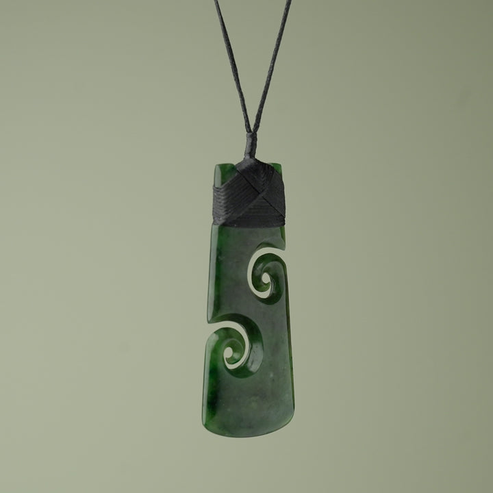 Large Pounamu Toki with Koru