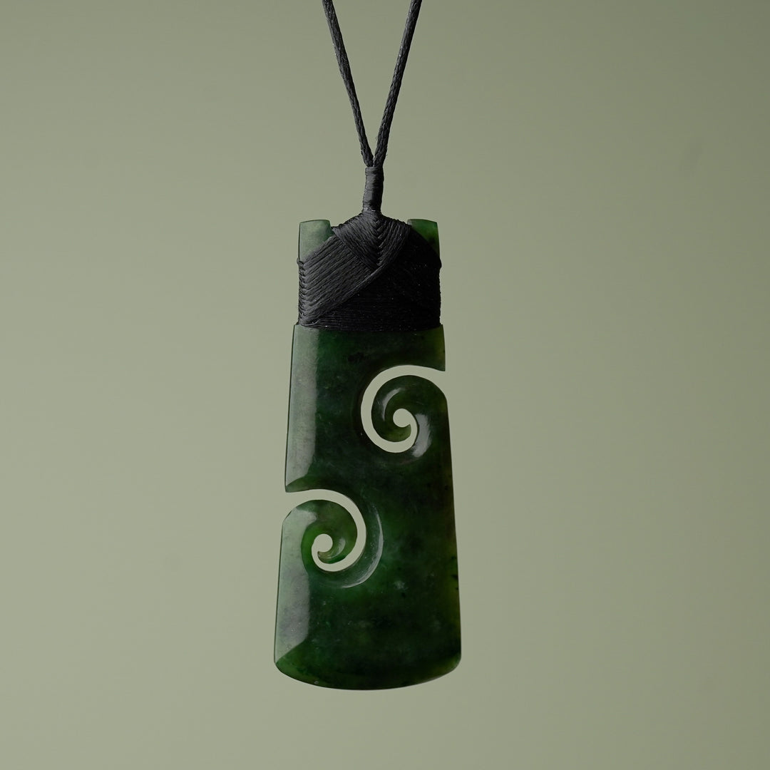 Large Pounamu Toki with Koru