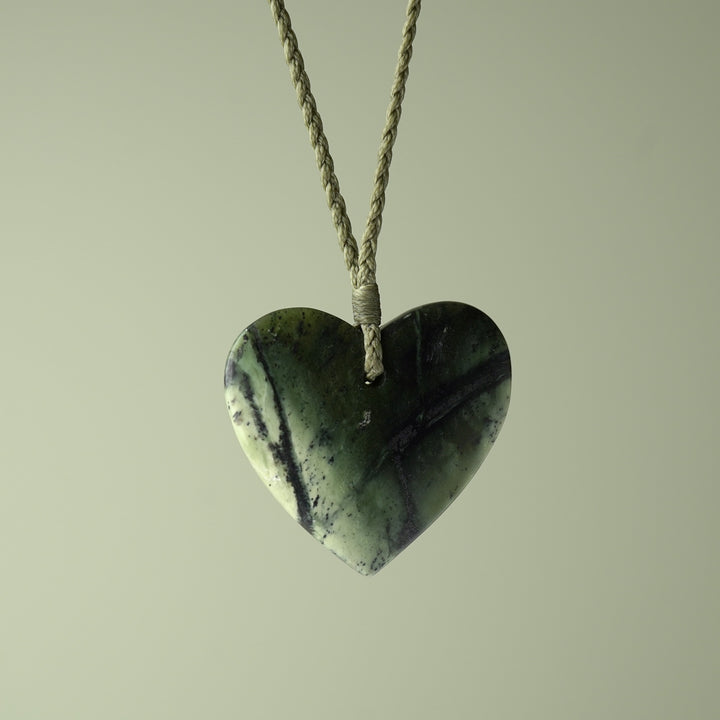 Large Kawakawa Pounamu Heart Pendant