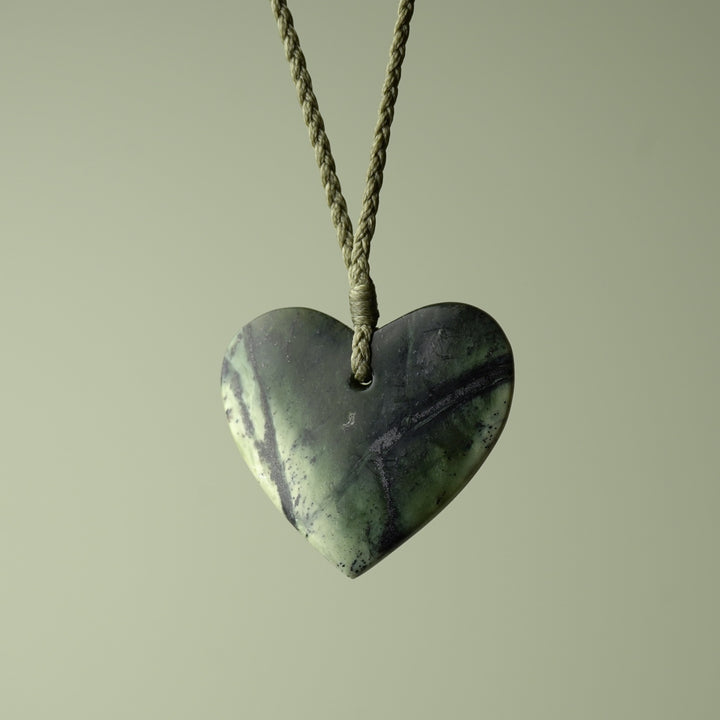 Large Kawakawa Pounamu Heart Pendant