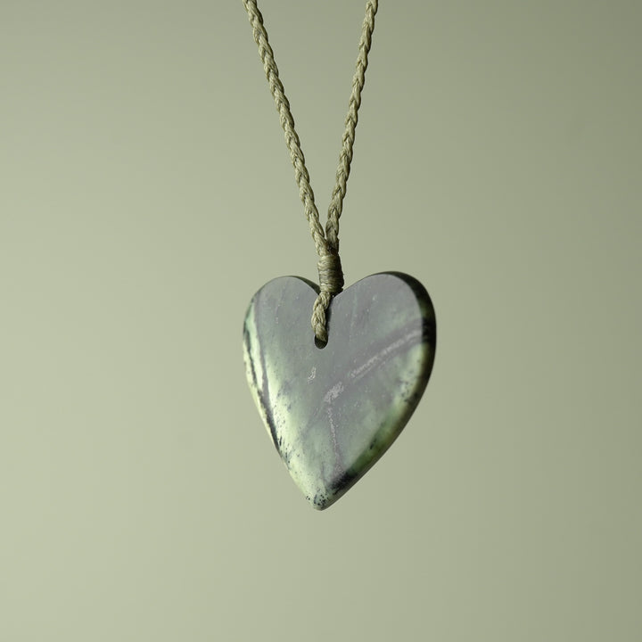 Large Kawakawa Pounamu Heart Pendant