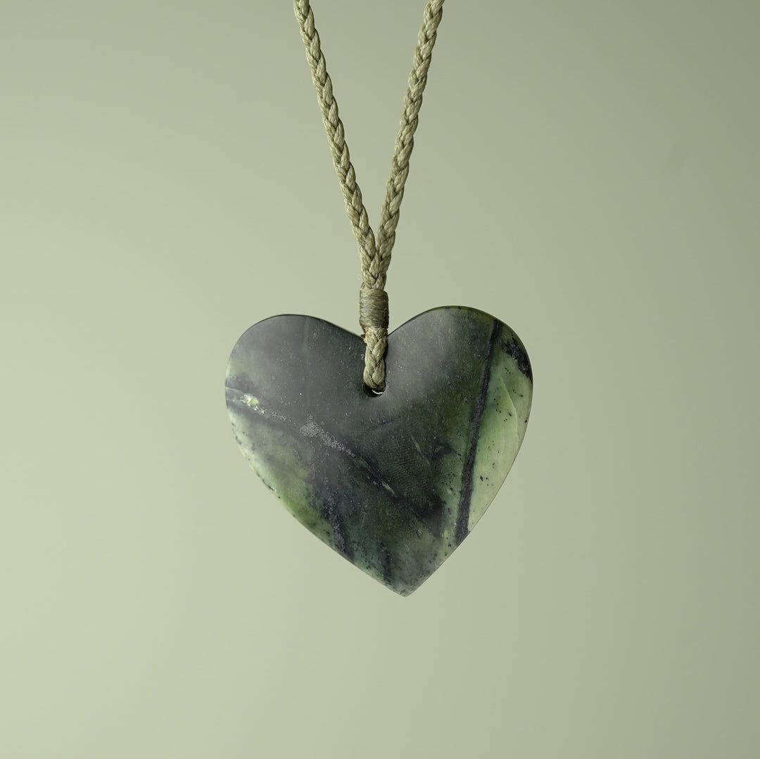 Large Kawakawa Pounamu Heart Pendant