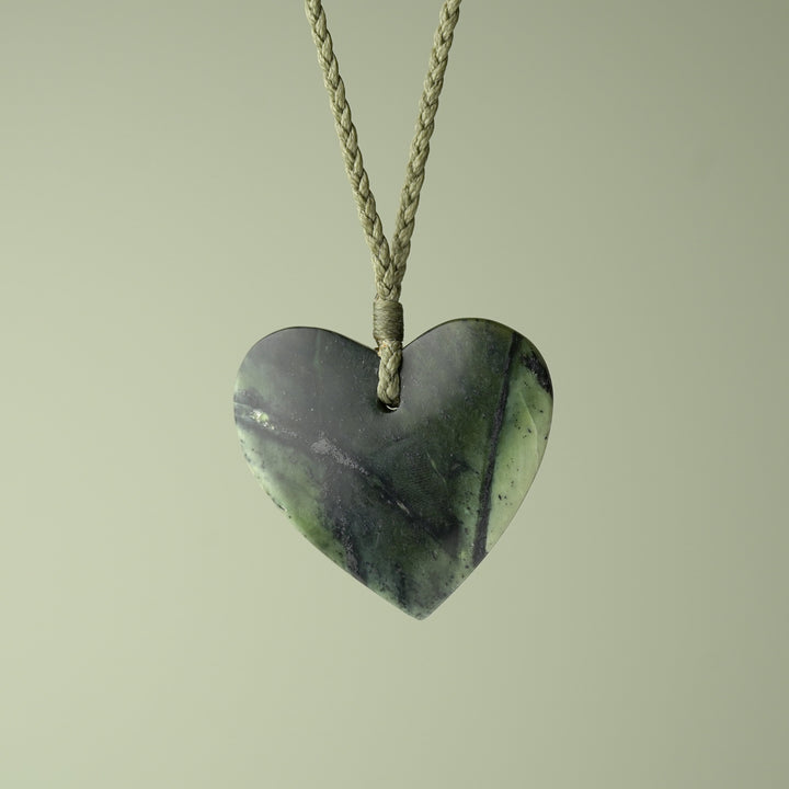 Large Kawakawa Pounamu Heart Pendant