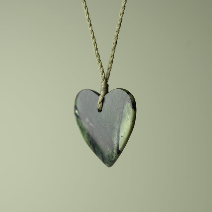 Large Kawakawa Pounamu Heart Pendant