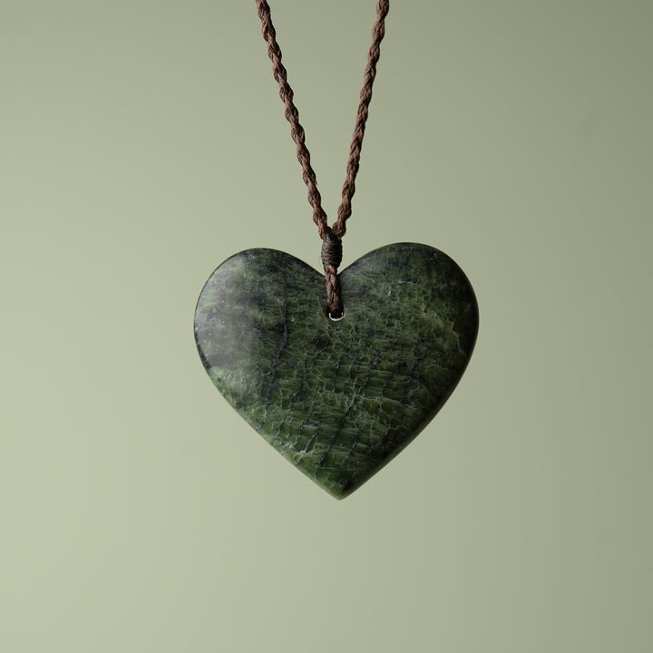 Large Kawakawa Pounamu Heart Pendant