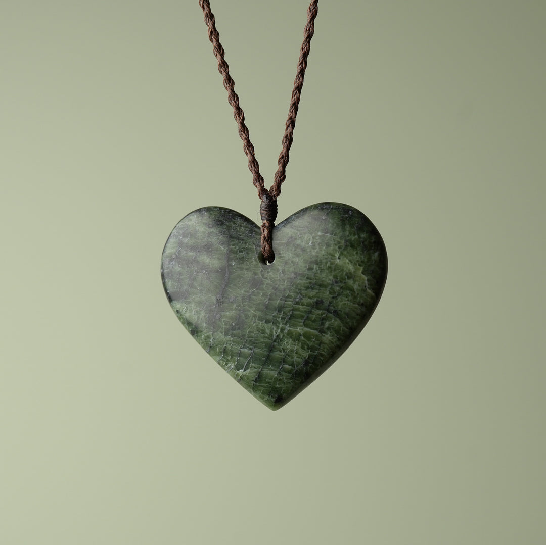 Large Kawakawa Pounamu Heart Pendant