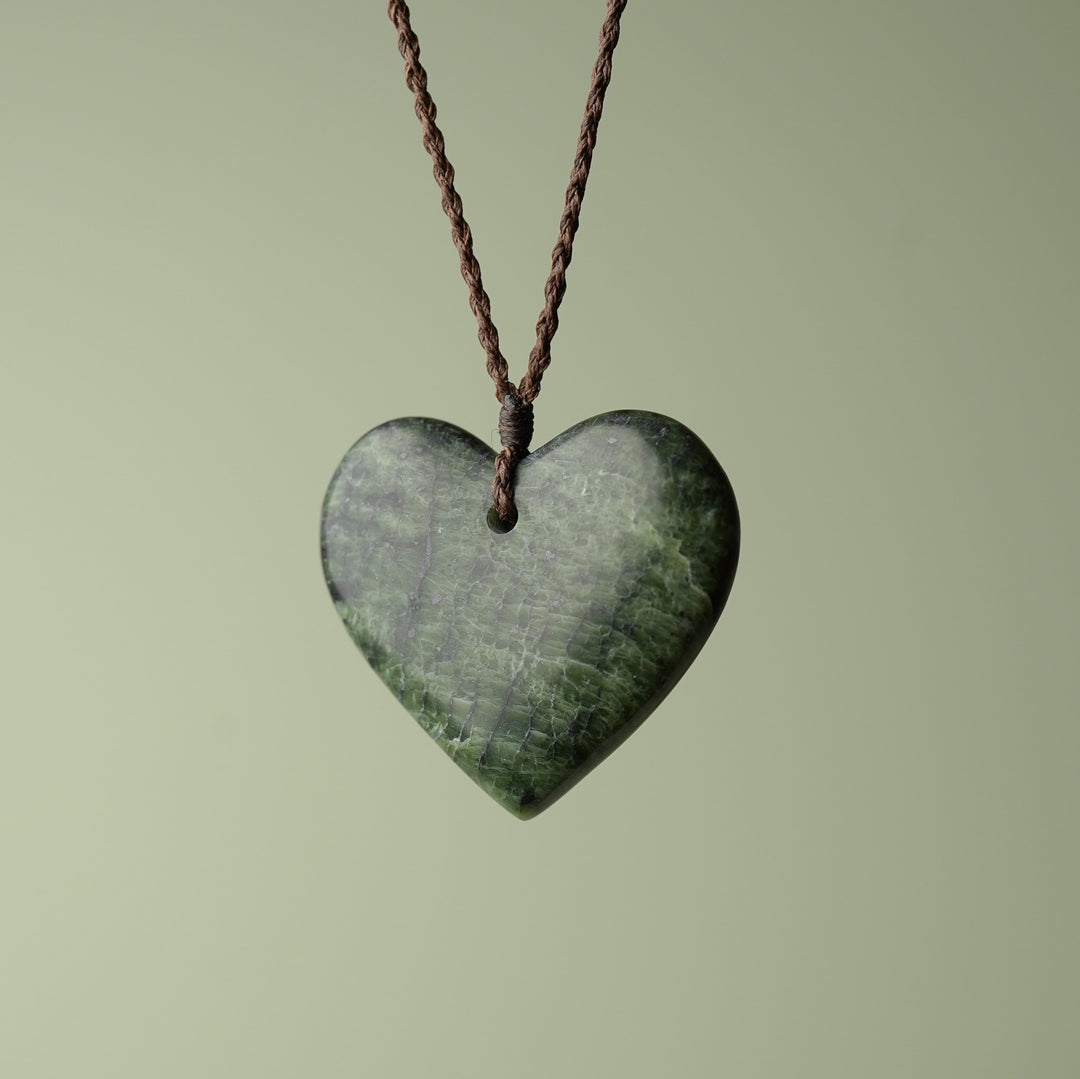 Large Kawakawa Pounamu Heart Pendant