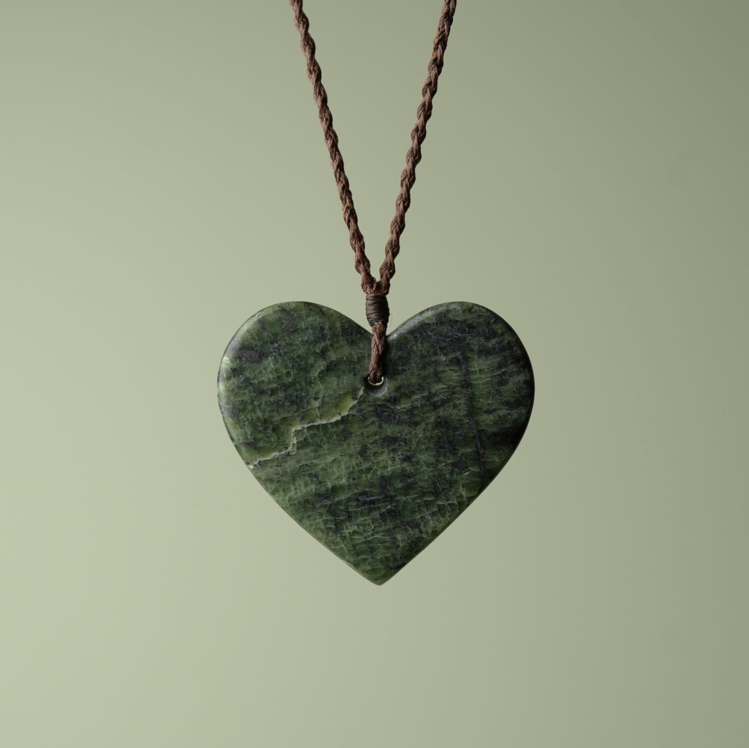 Large Kawakawa Pounamu Heart Pendant