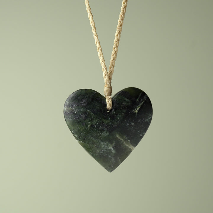 Large Kawakawa Pounamu Heart Pendant