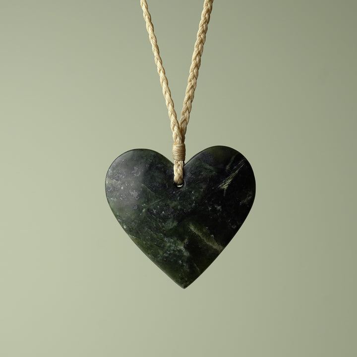 Large Kawakawa Pounamu Heart Pendant