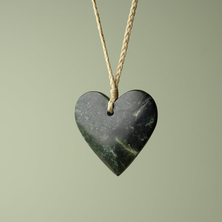 Large Kawakawa Pounamu Heart Pendant