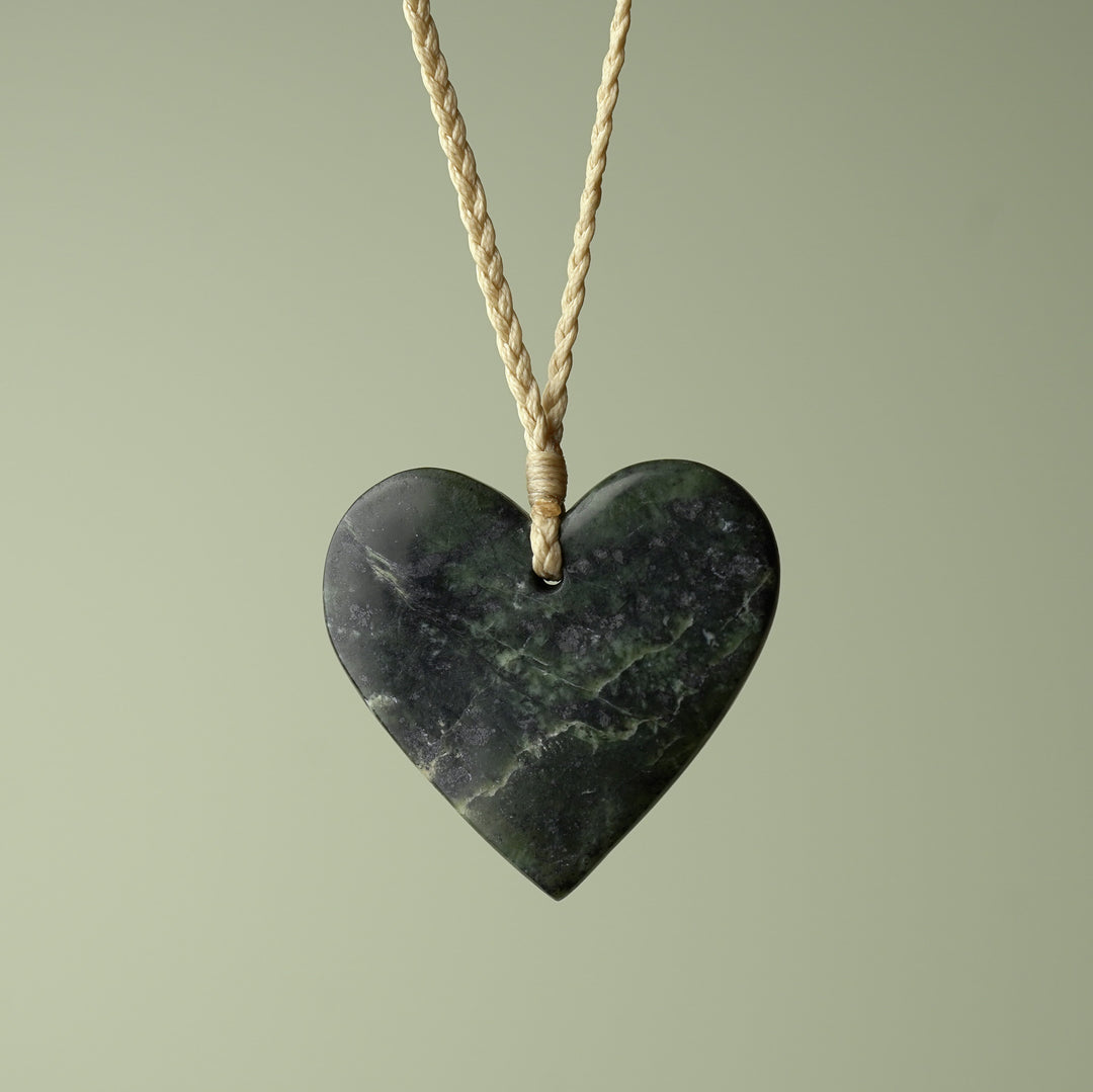 Large Kawakawa Pounamu Heart Pendant