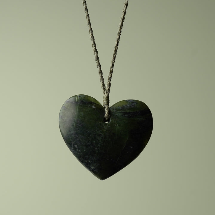 Large Kawakawa Pounamu Heart Pendant