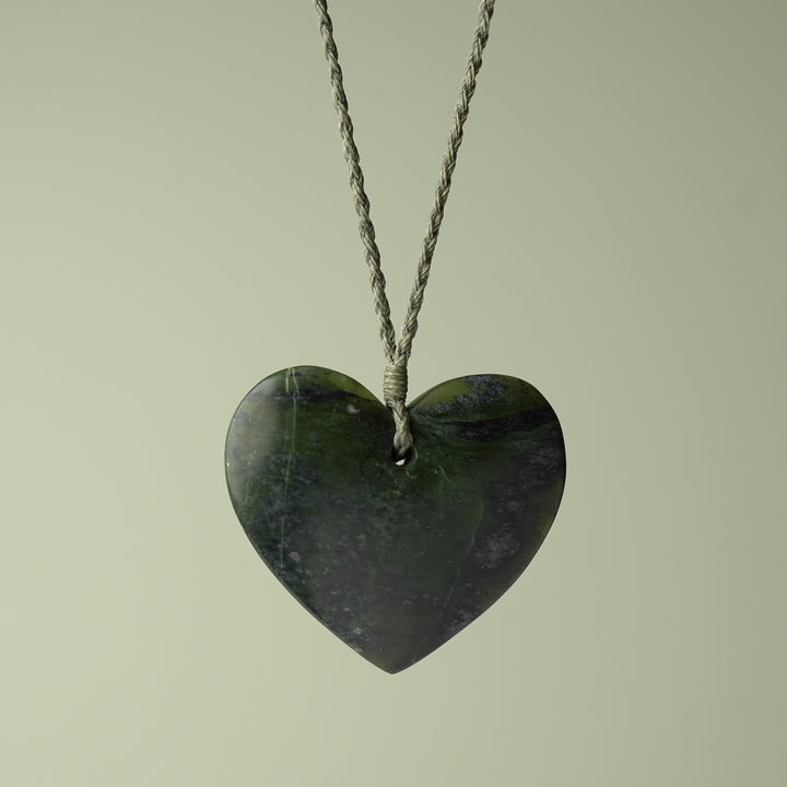 Large Kawakawa Pounamu Heart Pendant