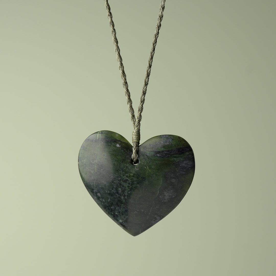 Large Kawakawa Pounamu Heart Pendant