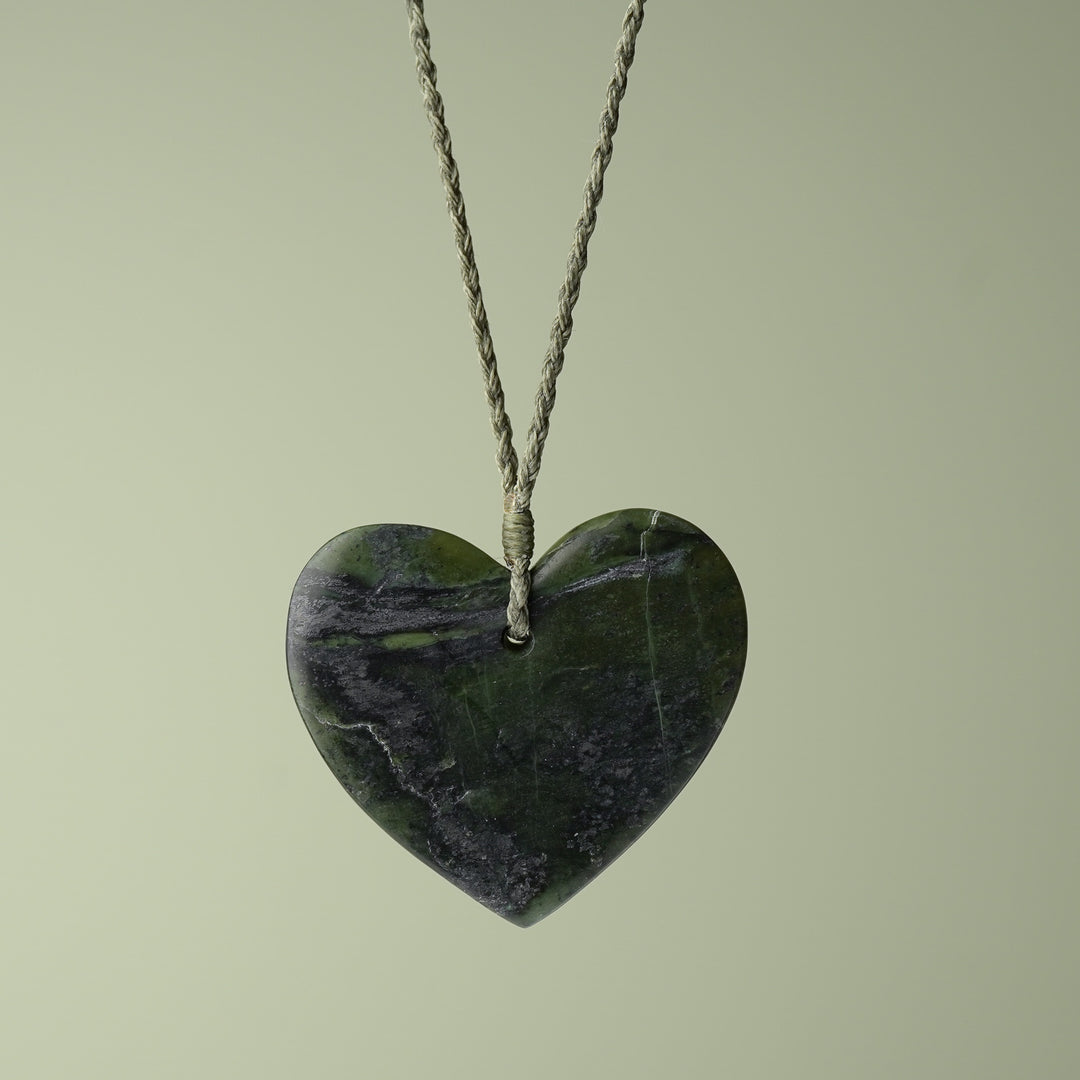 Large Kawakawa Pounamu Heart Pendant