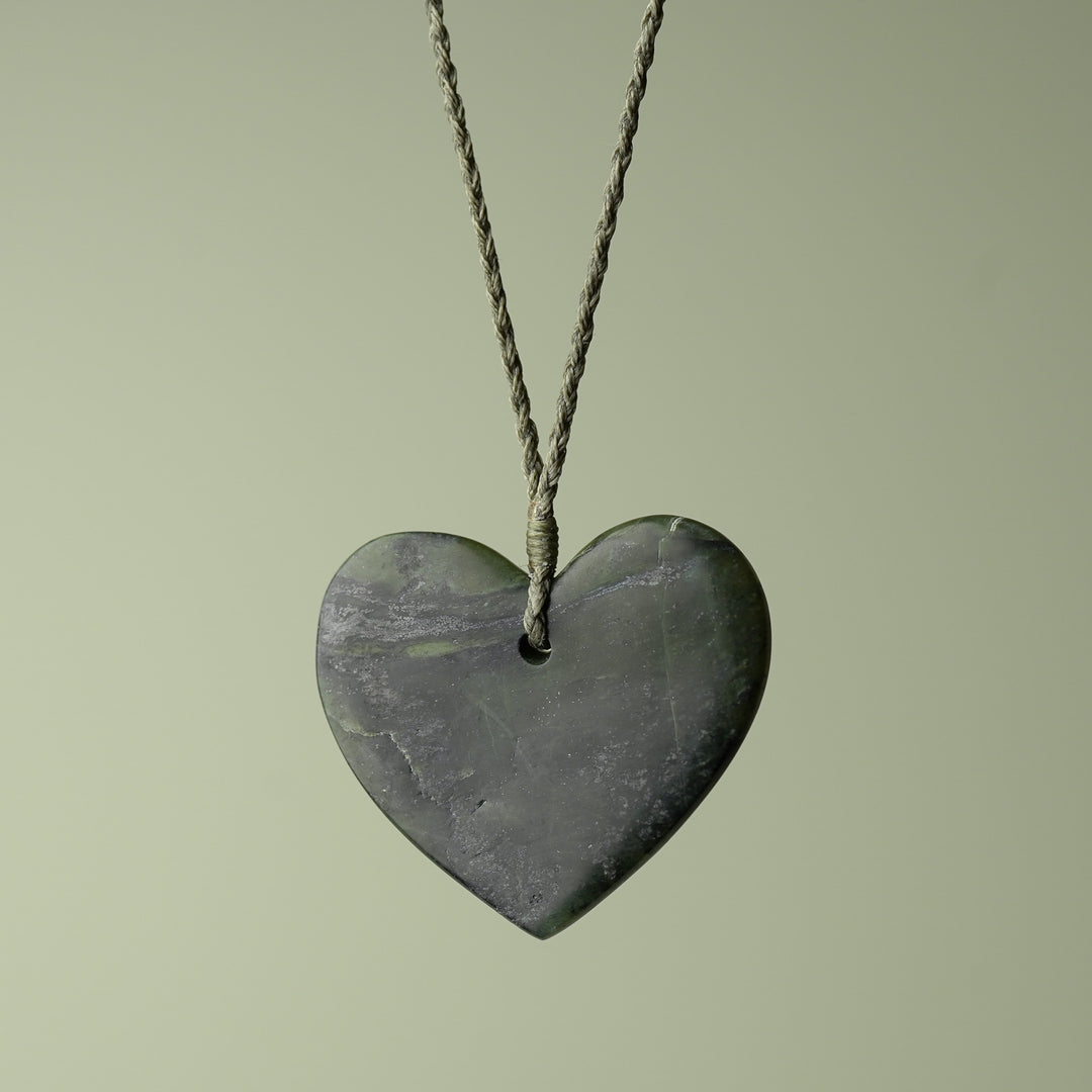 Large Kawakawa Pounamu Heart Pendant