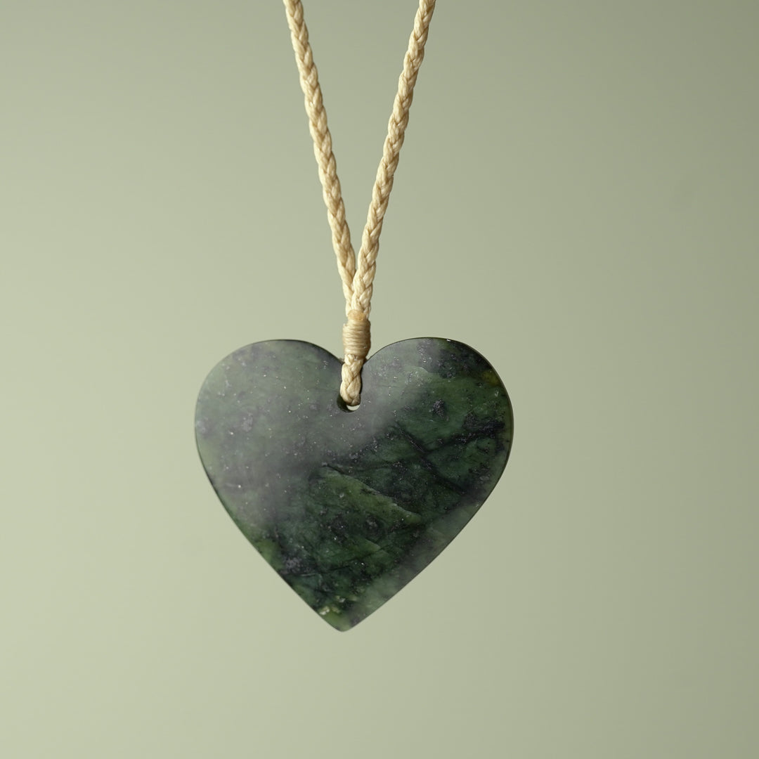 Large Kawakawa Pounamu Heart Pendant