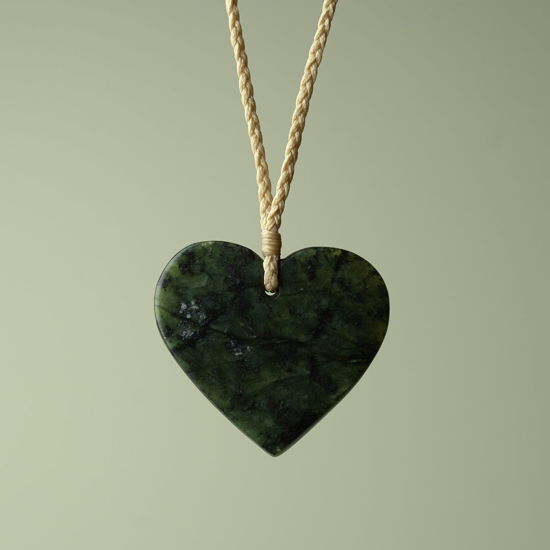 Large Kawakawa Pounamu Heart Pendant