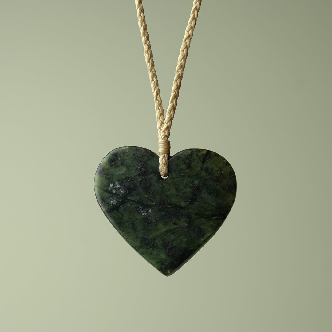 Large Kawakawa Pounamu Heart Pendant