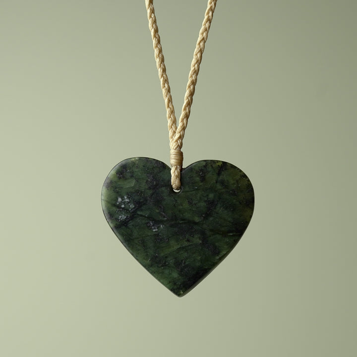 Large Kawakawa Pounamu Heart Pendant