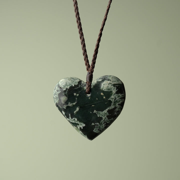 Large Inanga Pounamu Heart Pendant