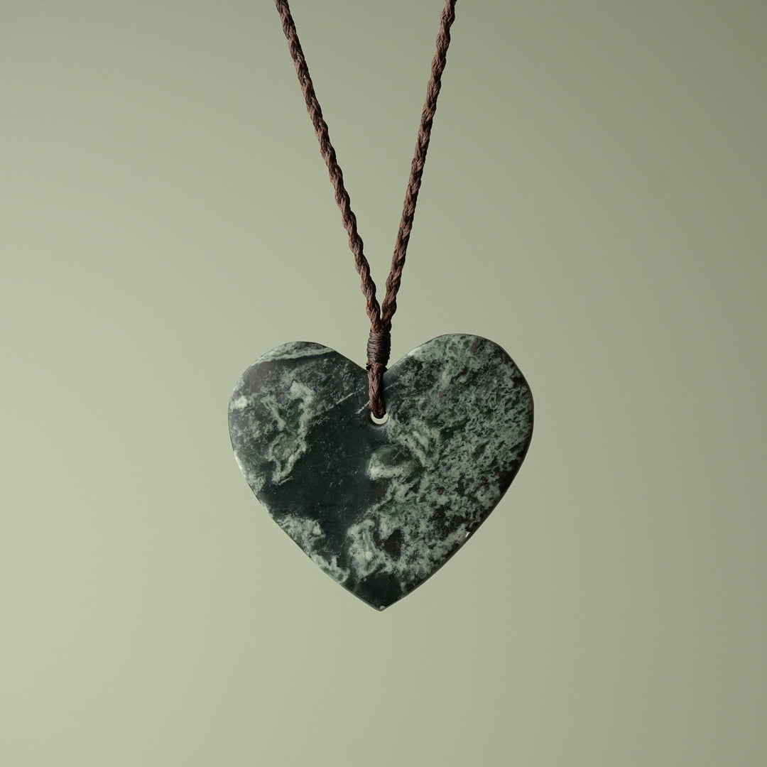 Large Inanga Pounamu Heart Pendant