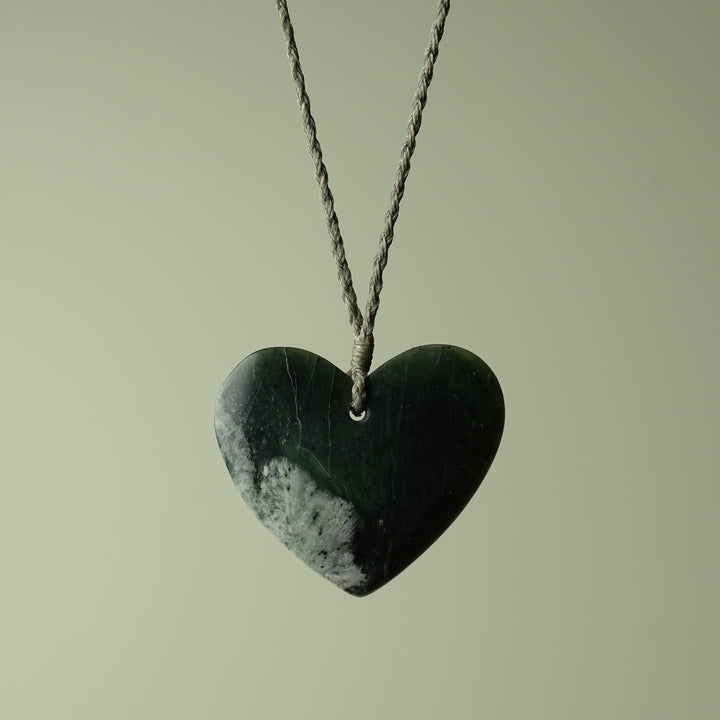 Large Inanga Pounamu Heart Pendant