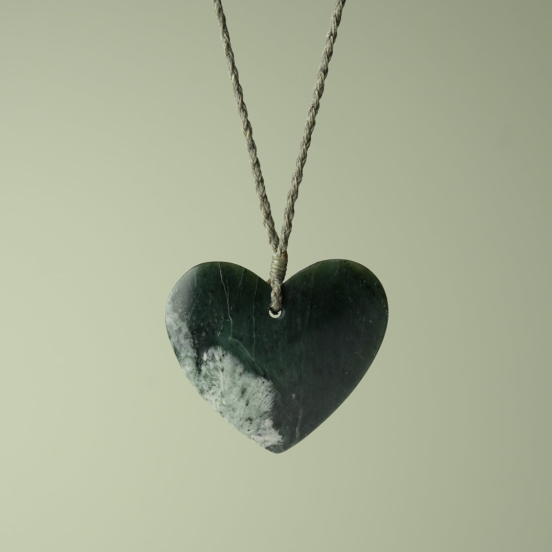 Large Inanga Pounamu Heart Pendant