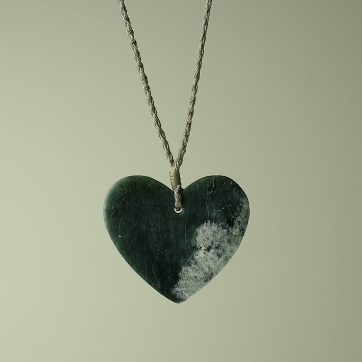 Large Inanga Pounamu Heart Pendant