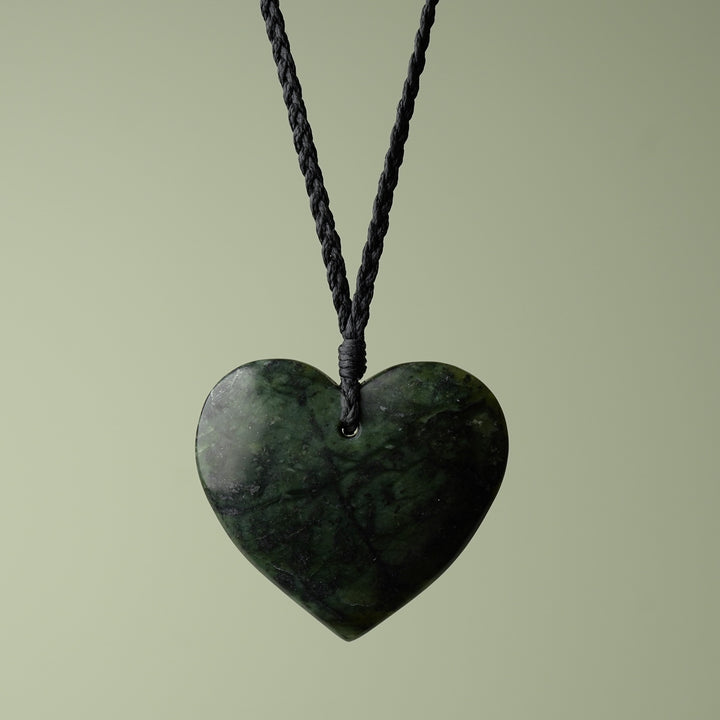 Large Kawakawa Pounamu Heart Pendant