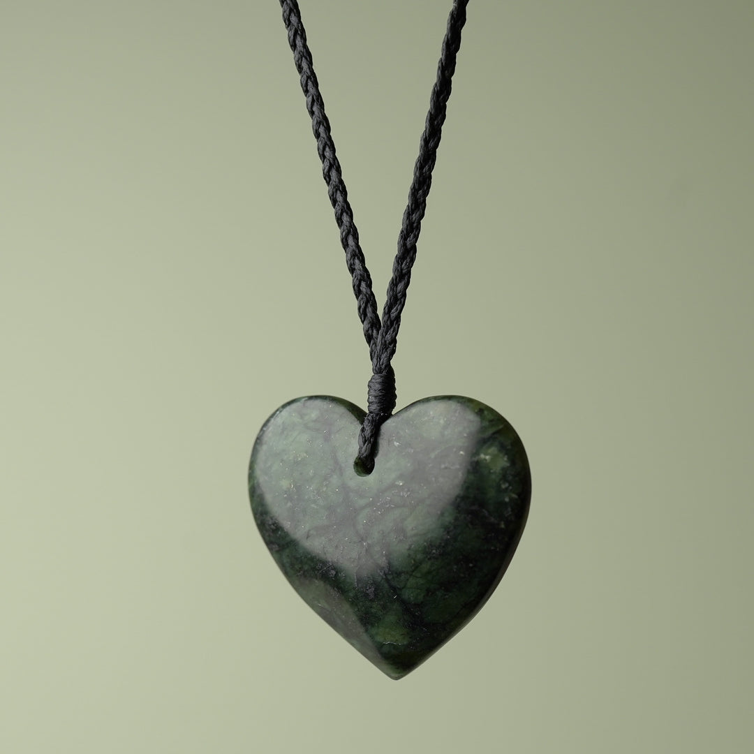 Large Kawakawa Pounamu Heart Pendant