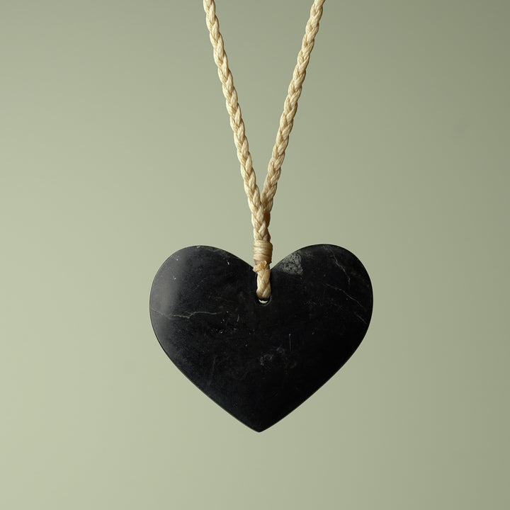 Large Kawakawa Pounamu Heart Pendant