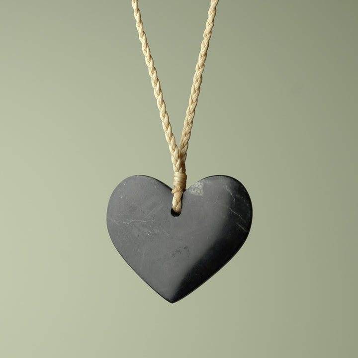 Large Kawakawa Pounamu Heart Pendant