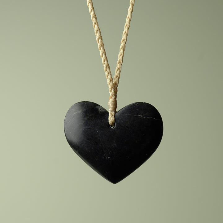 Large Kawakawa Pounamu Heart Pendant