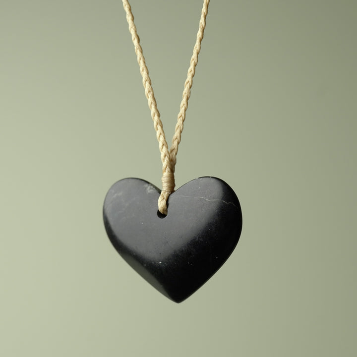 Large Kawakawa Pounamu Heart Pendant