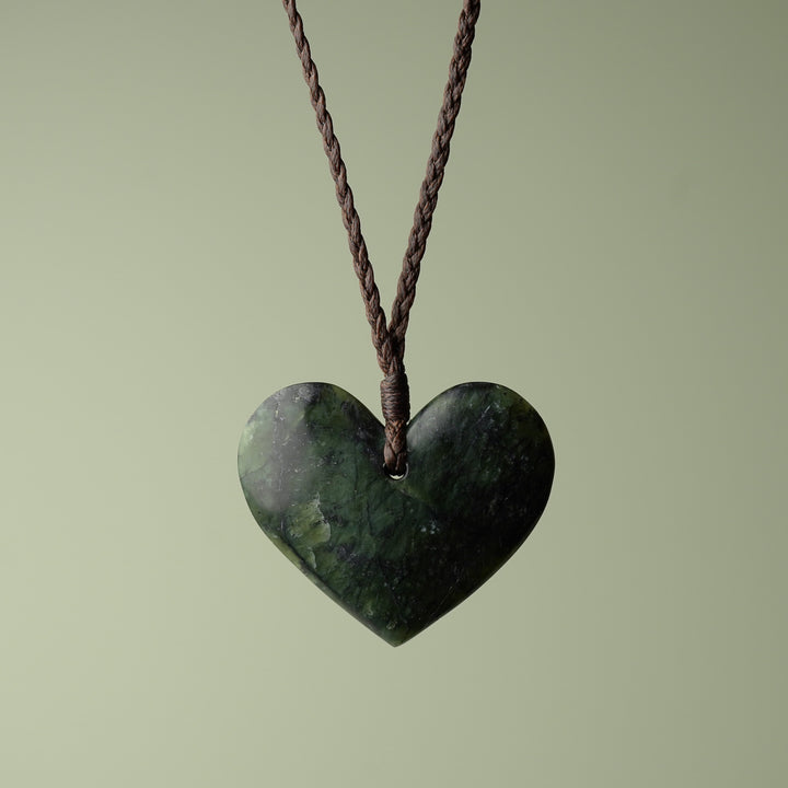 Large Kawakawa Pounamu Heart Pendant