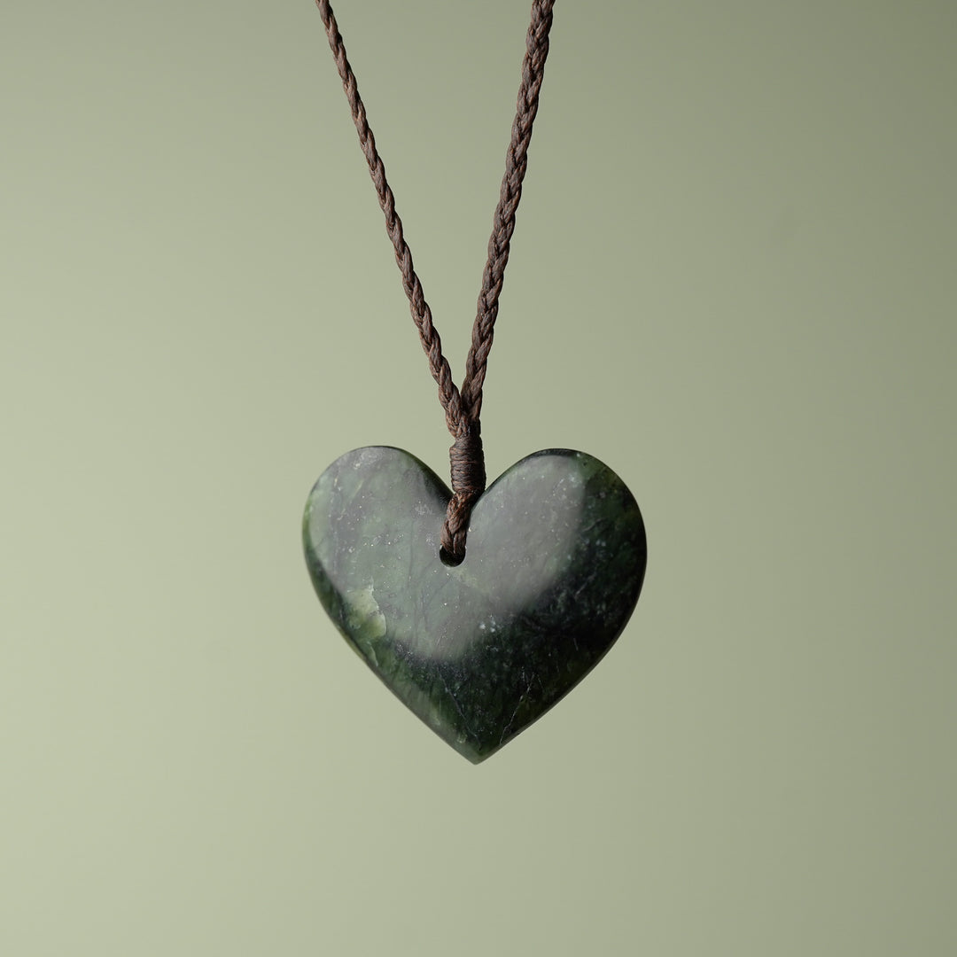 Large Kawakawa Pounamu Heart Pendant