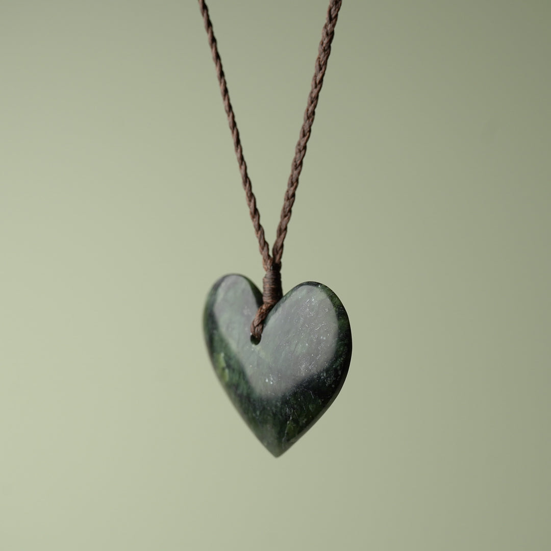 Large Kawakawa Pounamu Heart Pendant