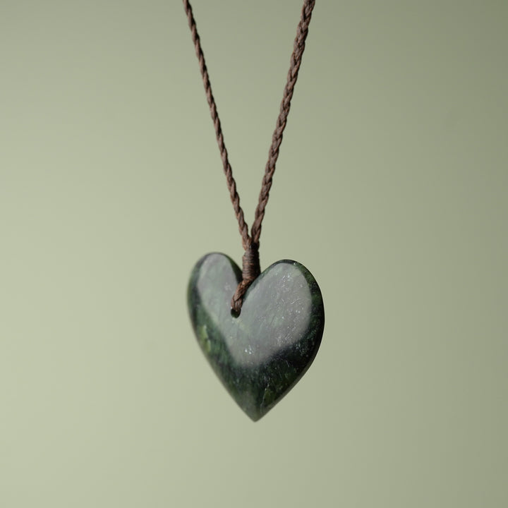 Large Kawakawa Pounamu Heart Pendant