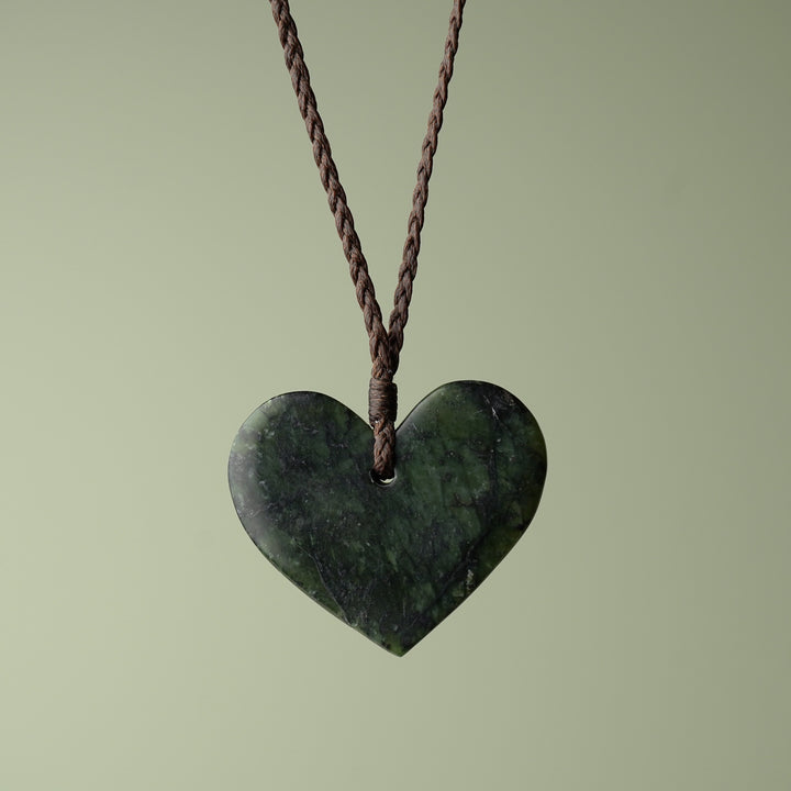 Large Kawakawa Pounamu Heart Pendant