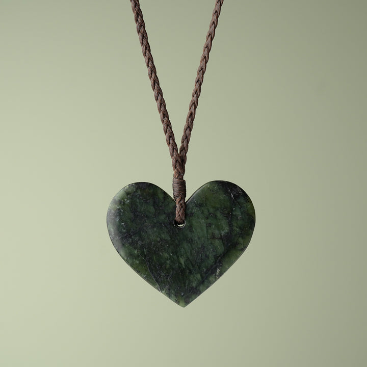 Large Kawakawa Pounamu Heart Pendant