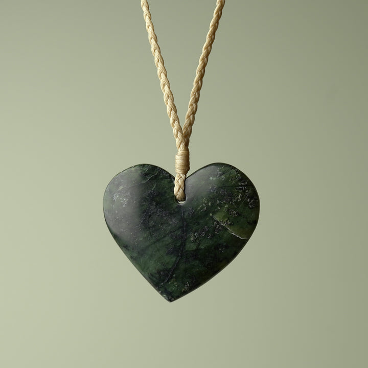 Large Kawakawa Pounamu Heart Pendant