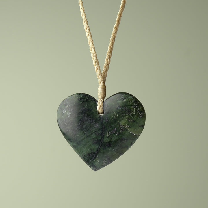 Large Kawakawa Pounamu Heart Pendant